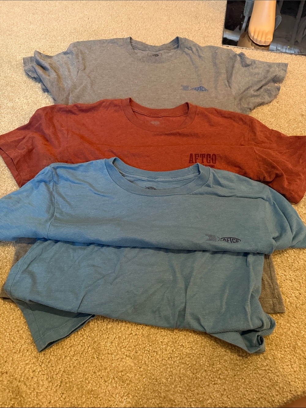 AFTCO Short Sleeve Crew Pack - Blue, Rust, Gray
